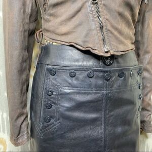 Ralph Lauren Black Cow Leather Sailor Skirt